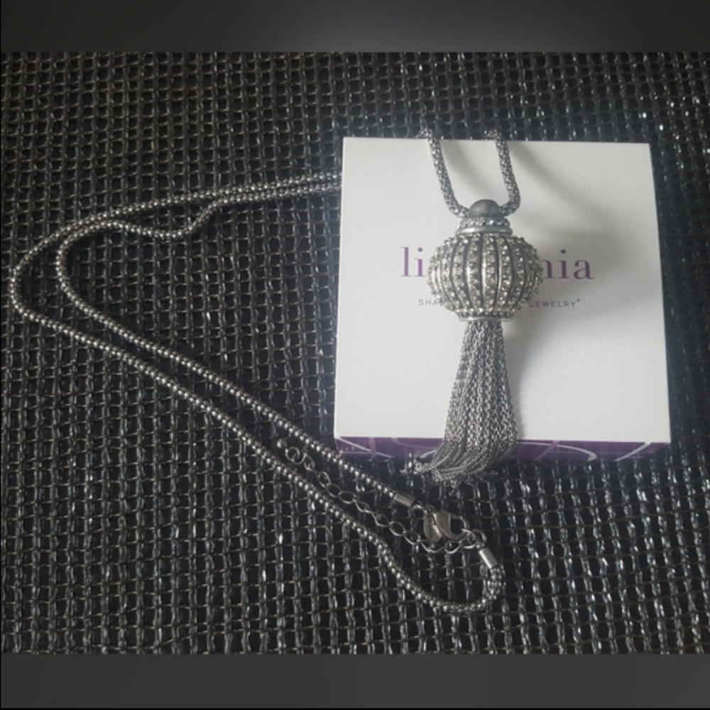Lia Sophia Long Crystal Bling Tassle Necklace